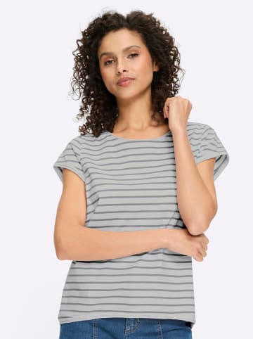 Heine T-Shirt in weiß-steingrau-geringelt