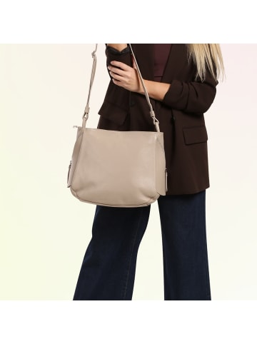 Toscanto Toscanto Umhängetasche Leder helltaupe, beige ca. 35cm