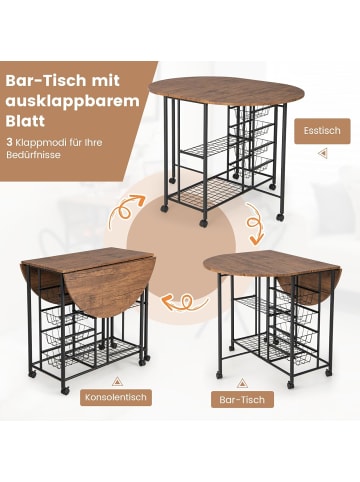 COSTWAY Bartisch Set 3 tlg. in Braun