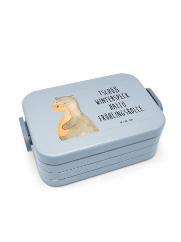 Mr. & Mrs. Panda Bento Lunchbox Otter Bauch Motiv mit Spruch in Blau Pastell