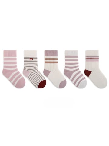 MUNADUNA 5er-Pack Kindersocken mit Streifen in Rosa-Lila