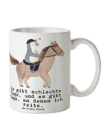 Mr. & Mrs. Panda Tasse Pferd Reiten mit Spruch in Weiß