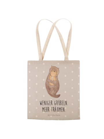 Mr. & Mrs. Panda Tote Bag Otter Muschel mit Spruch in Grau Pastell