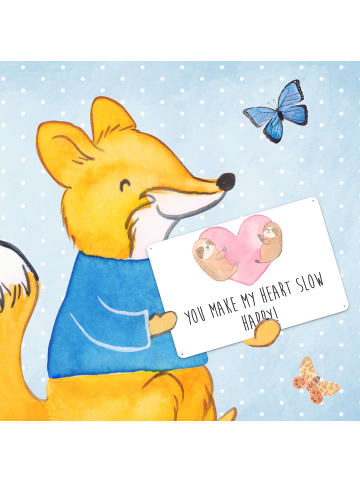 Mr. & Mrs. Panda Schild Faultiere Herz mit Spruch in Weiß