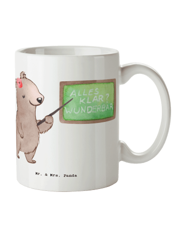 Mr. & Mrs. Panda Becher Nachhilfelehrerin Herz ohne Spruch in Weiß