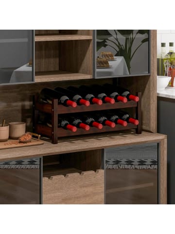 COSTWAY Weinregal Bambus für 12 Flaschen in Braun