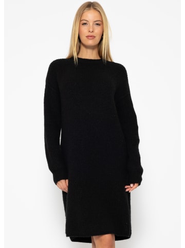 SASSYCLASSY Geripptes Strickkleid in Schwarz