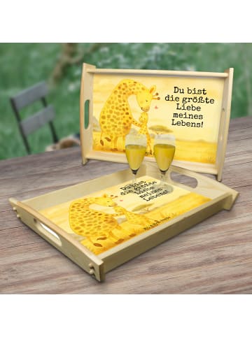 Mr. & Mrs. Panda Dekotablett Giraffe Kind Design mit Spruch in Weiß