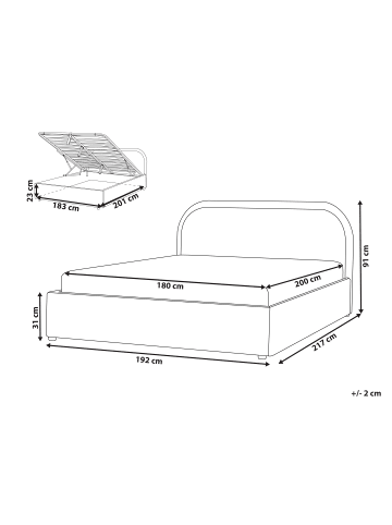 Beliani Doppelbett QUILLIEN in Beige - (W) 192 x (H) 91 x (L) 217 cm