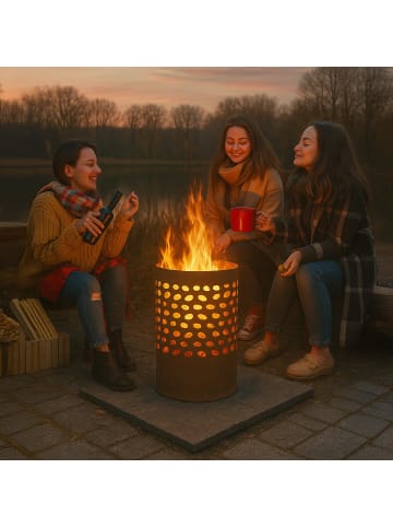 relaxdays Feuertonne in Braun - (H)60 x Ø 37 cm