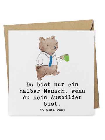 Mr. & Mrs. Panda Glückwunschkarte Ausbilder Herz mit Spruch in Weiß
