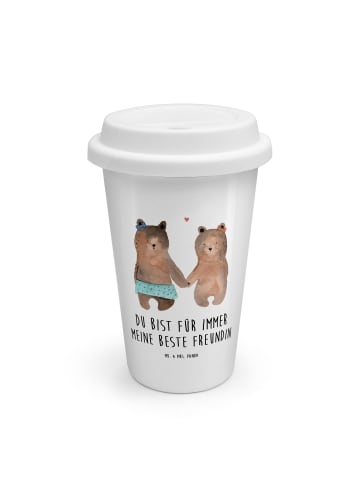 Mr. & Mrs. Panda To Go Becher Bär Freundin mit Spruch in Weiß
