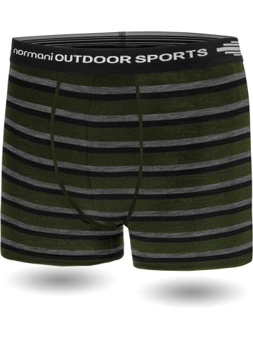 Normani Outdoor Sports Herren Merino Boxershorts Adelaide in Grün/Schwarz/Grau