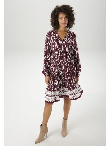 Aniston CASUAL Tunikakleid in bordeaux-weiß-taupe