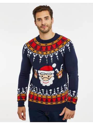 Threadbare Weihnachtspullover THB Xmas Jumper Oslo in blau-schwarz