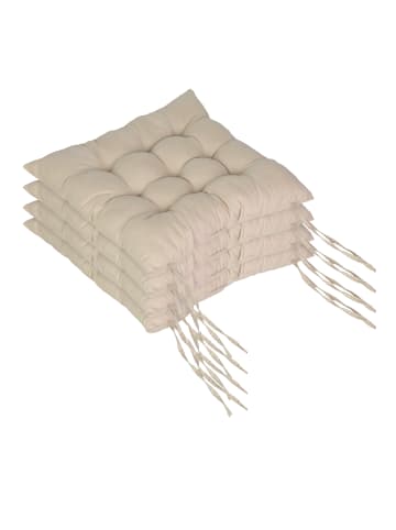 relaxdays 4 x Stuhlkissen in Beige - 40 x 40 cm