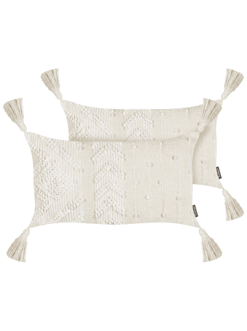 Beliani 2er-Set Dekokissen VALVARIA in Weiß