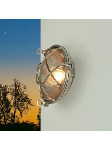 Licht-Erlebnisse Außen Wandlampe Ø 21 x (H)21 cm in Nickel mattNickel matt