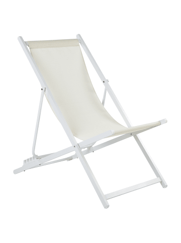 Beliani Gartenliege LOCRI II in Beige/Weiß - (W) 60 x (H) 79 x (L) 95 cm