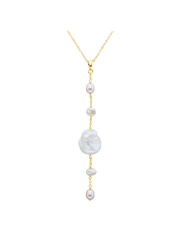 Valero Pearls Perlen-Kette Sterling Silber Süßwasser-Zuchtperle in gelbgold