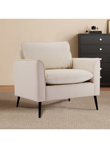 ABRIHOME Freizeitsessel in Weiß Kunstleder nordisch retro Einzelsitzer für Wohnzimmer