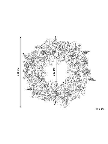 Beliani Kranz AGULO in Rot/Rosa/Braun - (W) 50 x (H) 50 x (L) 10 cm