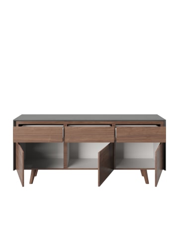 Playboy Sideboard "VICTORIA" in Nussbaum / Grau - (B)180 x (H)78 x (T)42 cm