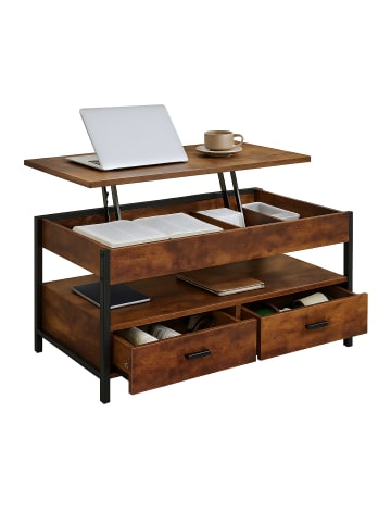 relaxdays Couchtisch in Braun/ Schwarz- (B)100 x (H)48 x (T)50 cm