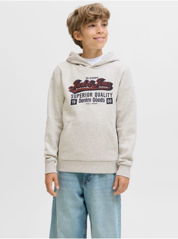JACK & JONES Junior Kapuzensweatshirt JJELOGO SWEAT HOOD JNR in white melange