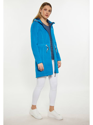 Schmuddelwedda Damen Strickfleecemantel in Cyanblau Melange
