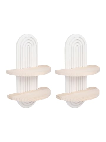relaxdays 2 x Wandregal in Weiß/ Natur - (B)21,5 x (H)35 x (T)12 cm
