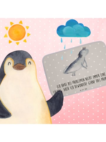 Mr. & Mrs. Panda Badematte Axolotl Schwimmen mit Spruch in Grau Pastell