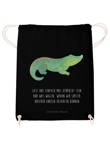 Mr. & Mrs. Panda Jutebeutel Krokodil mit Spruch in Schwarz