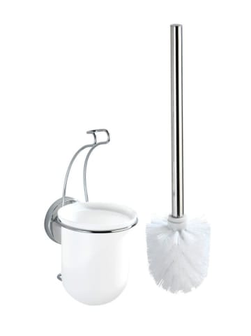 Wenko Bürstenbehälter MILAZZO + WC-Bürste in Weiß, (B) 10 x (H) 34 x (L) 13 cm