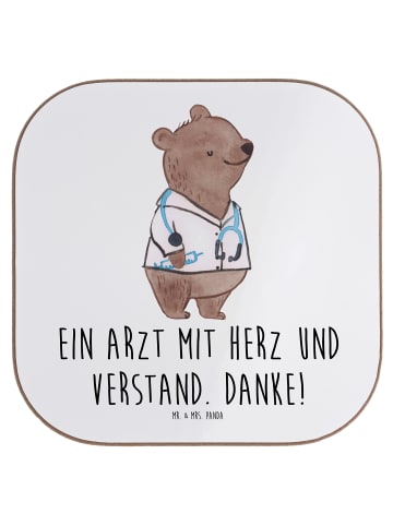 Mr. & Mrs. Panda Untersetzer Gläser Arzt mit Herz mit Spruch in Weiß