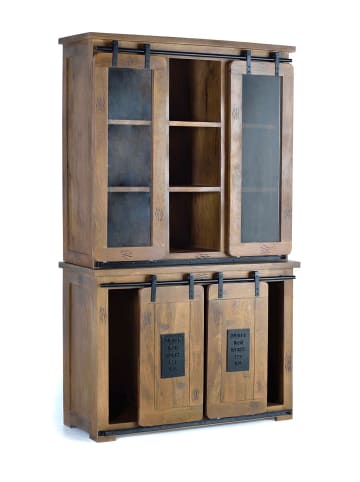 Giner y Colomer Vitrine aus Mangoholz und Metall mit Glastüren in Brown