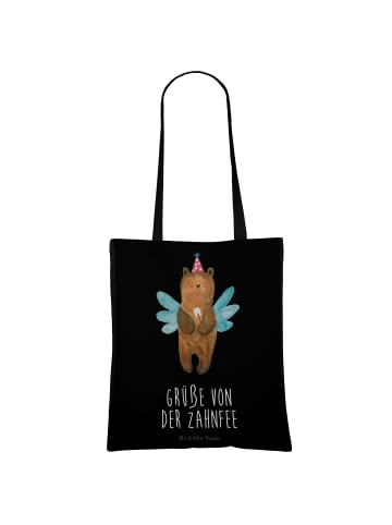 Mr. & Mrs. Panda Canvas Bag Bär Zahnfee mit Spruch in Schwarz