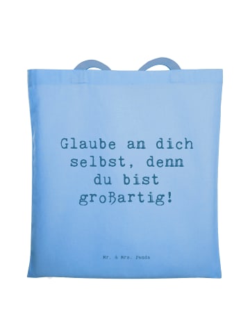 Mr. & Mrs. Panda Tote Bag Spruch Selbstvertrauen stärken mit Spruch in Sky Blue