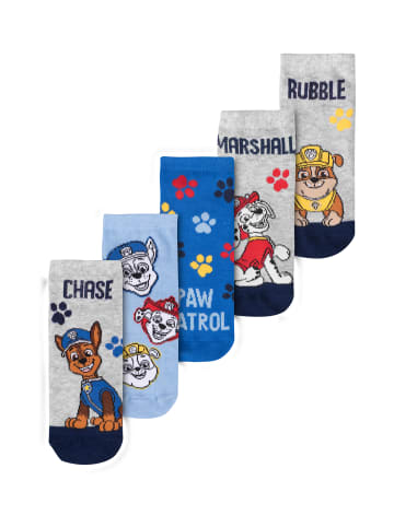 Paw Patrol 5er Pack Paw Patrol Socken Sneaker Kindersocken Söckchen in blau/grau