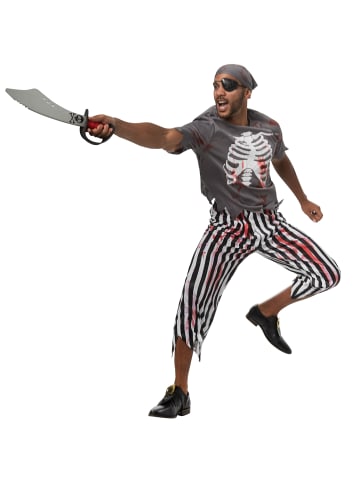 tectake Gruseliges, blutbeschmiertes Piraten-Outfit, schwarz/weiß