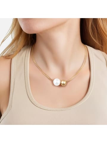 Lulu & Jane Kette aus Messing mit Glasperle in weiß