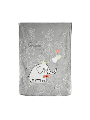 Almina Kuschelige Babydecke aus 100% Polyester 100x130 cm Tieren und Blumen in Schwarz