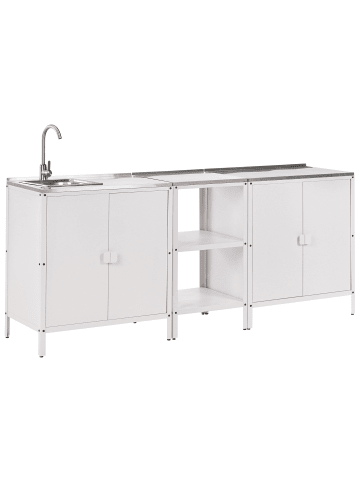 Beliani 3er-Set Gartenküche VILAMA in Weiß/Silber