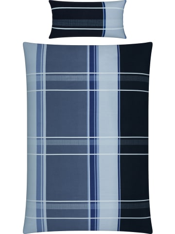 Erwin Müller Fein Biber Bettwäsche in blau-anthrazit-silber