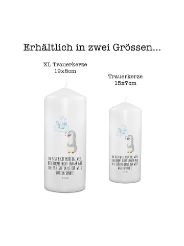 Mr. & Mrs. Panda Gedenkkerze Trauer Katze mit Spruch in Weiß
