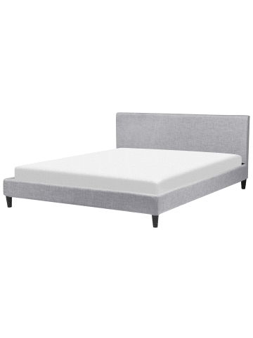 Beliani Doppelbett FITOU in Grau/Dunkler Holzfarbton - (W) 190 x (H) 87 x (L) 214 cm