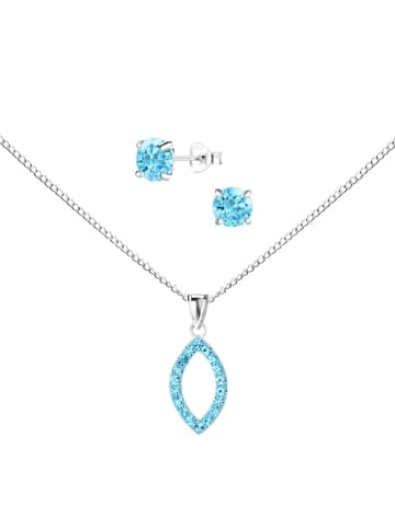 Alexander York Schmuckset MARQUISE Zirkonia aqua in 925 Sterling Silber, 4-tlg. in silber