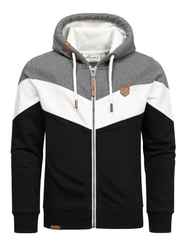 Amaci&Sons Sweatjacke im Block-Design ARDMORE in Anthrazit/Weiß/Schwarz