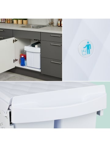 relaxdays Einbaumülleimer in Weiß - 4x 8 l