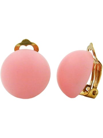 Gallay Clip Ohrring 18mm satt-rosa matt Kunststoff-Bouton in rosa